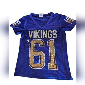 Pink‎ with 5th & Ocean Minnesota Vikings sequin purple and gold jersey #61
